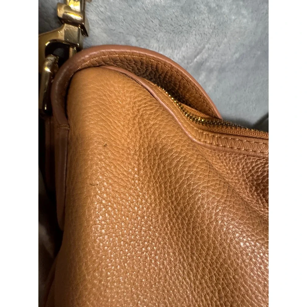 Tory‎ Burch Tan Pebbled Leather Hobo Shoulder Bag Crossbody with Dust Bag large
